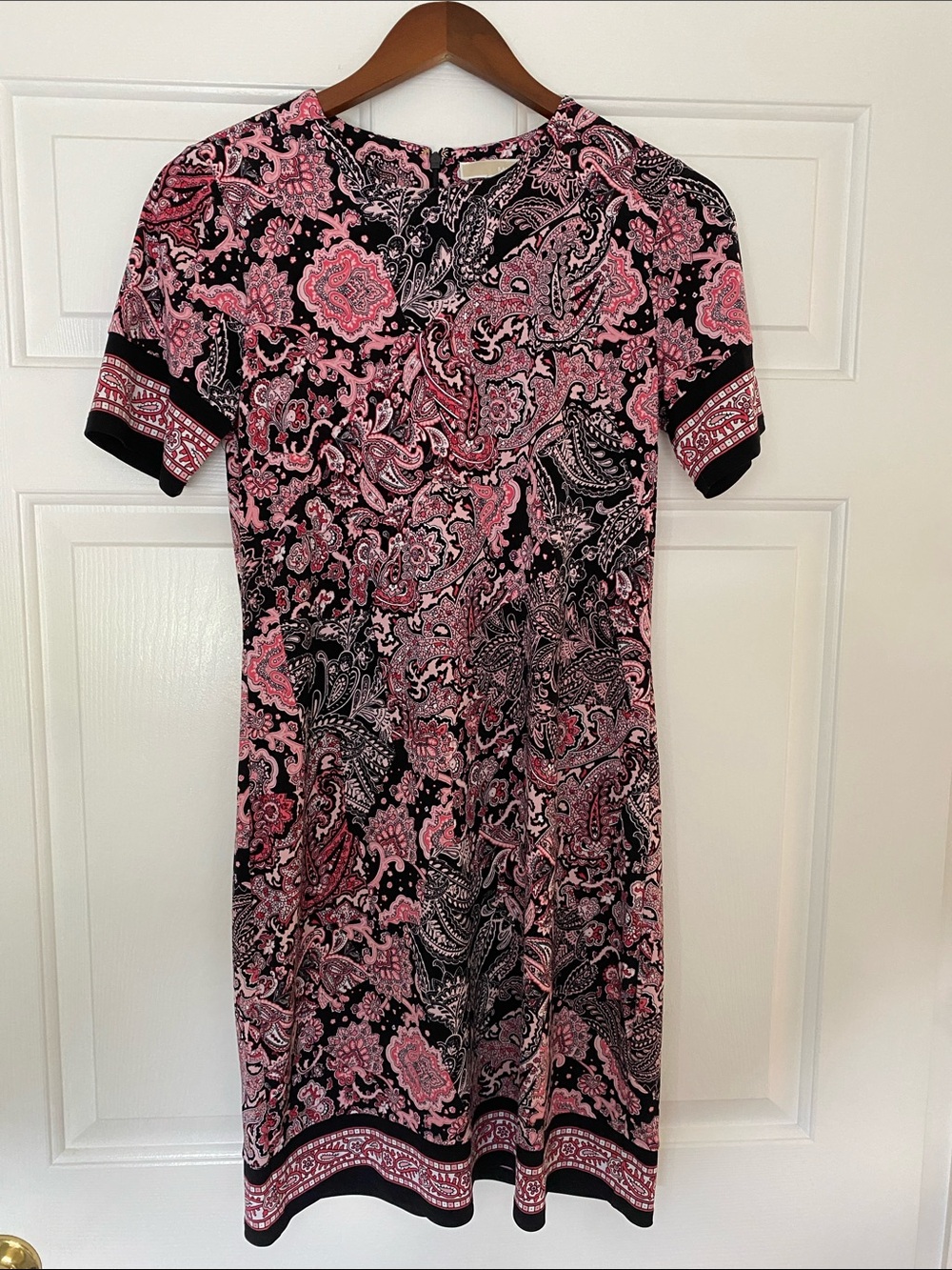 Michael Kors Pink & Black Paisley Short-Sleeve Dress
